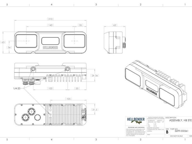 stereo dimensioned drawing